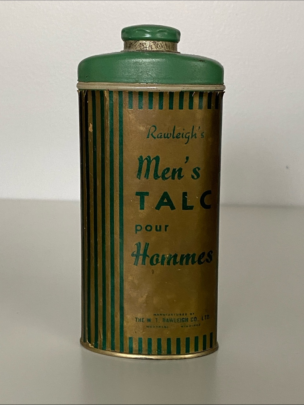 Vintage Rawleighs Men's Talc - Green and Gold Tin